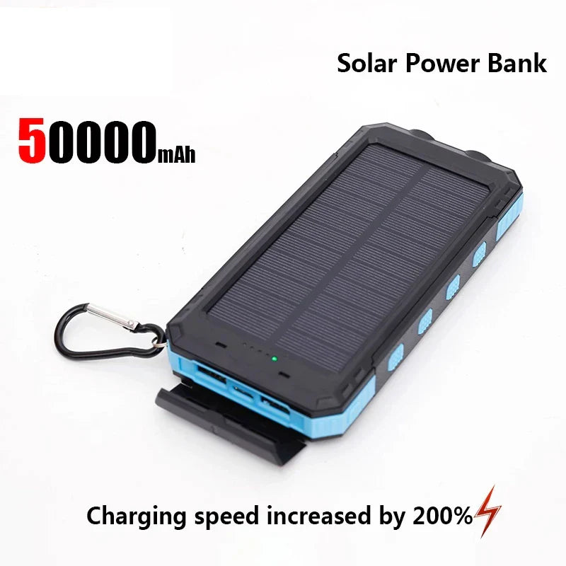 200,000mAh Solar Power Bank 120W Fast-Charge Portable Charger with USB-C & USB-A, Solar Panel & Flashlight