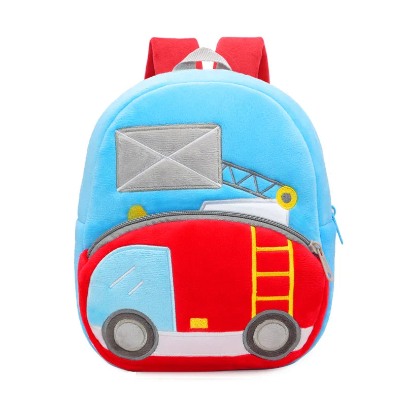 Excavator Plush Toddler Backpack for Ages 1-3, Cartoon Engineering Kids School Bag