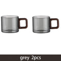 2/4/6-Pack Heat-Resistant Borosilicate Glass Tea & Espresso Cups with Walnut Handle, 120 ml (4 fl oz)