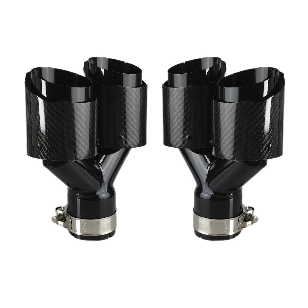 Carbon Fiber 304 Stainless Steel Rear Exhaust Tip Decorative Muffler - Universal Fit