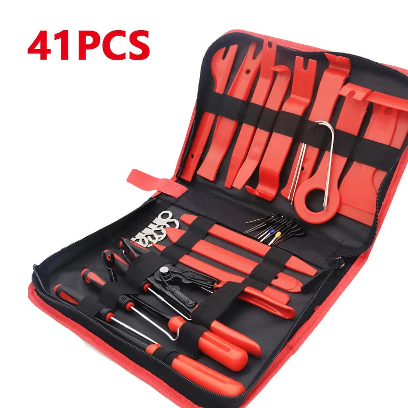 Car Panel Trim Removal Tool Kit — 5/11/41-Piece Pry Sets for Dash, Door & Audio Install (Blue/Red)