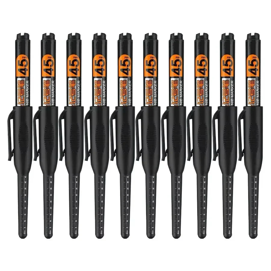 Waterproof Carpenter & Tile Marker Pen 45mm Long Nib — Deep-Hole Woodworking Marker, Black Blue Red (1–6 Pack)