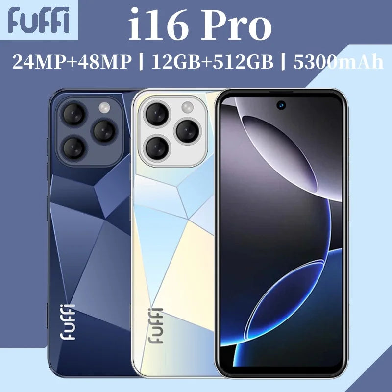 Android 4G LTE Smartphone, 5300mAh, 12GB RAM 512GB ROM, 6.56 in (16.7 cm) OLED 1080x2640, 48MP+24MP Triple Camera, MTK Deca-Core
