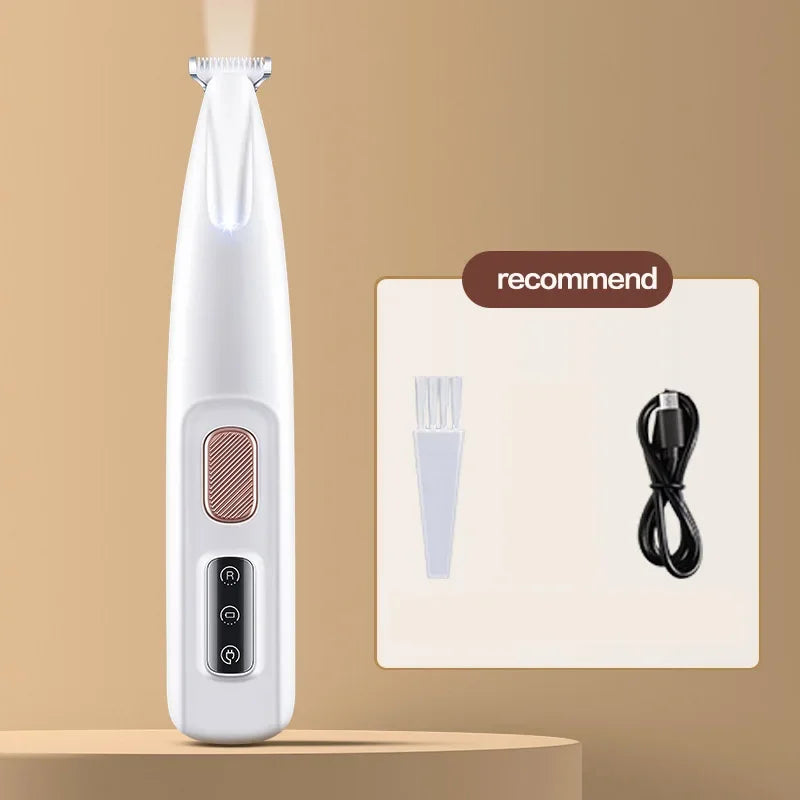 Dog Paw Trimmer with LED Light & Display — Cordless Waterproof Pet Hair Trimmer, 18mm Stainless Steel Blade