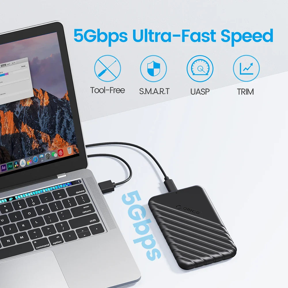2.5-Inch SATA to USB 3.0 and Type-C External HDD Enclosure — Fits 7-9.5mm SSD/HDD, Up to 6TB, 5Gbps/6Gbps