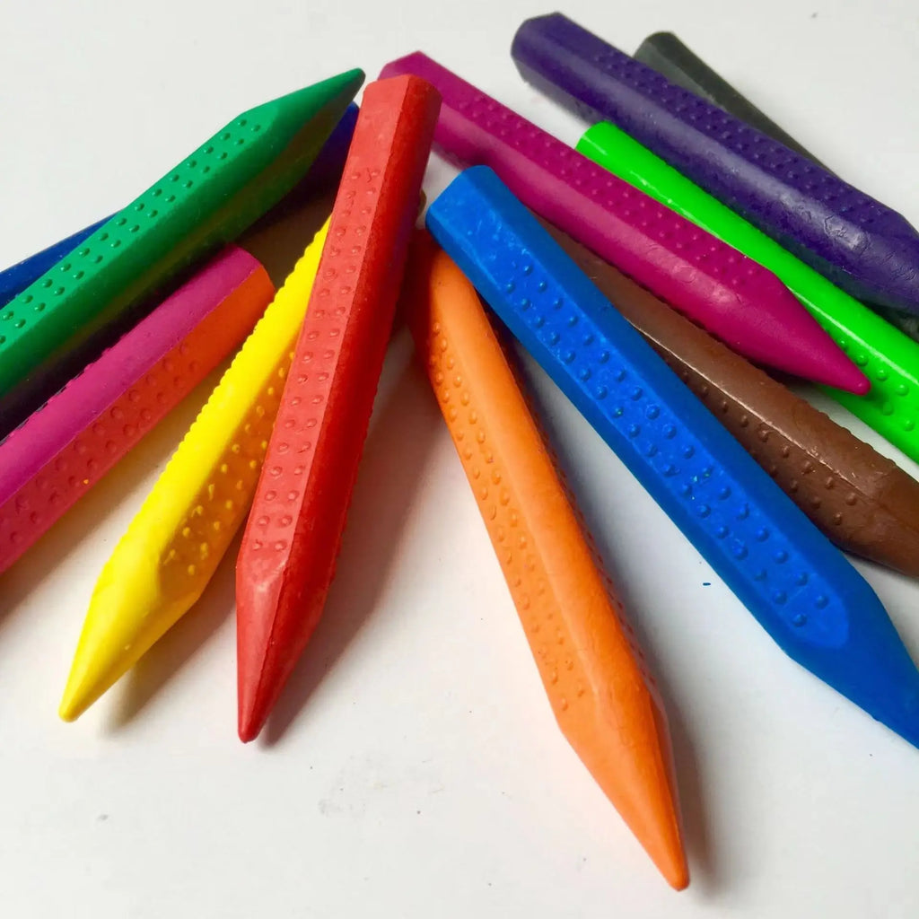 12-Color Washable Non-Toxic Wax Crayons — Jumbo Drop-Shaped Easy-Grip Crayon Sticks for Kids Art Supplies