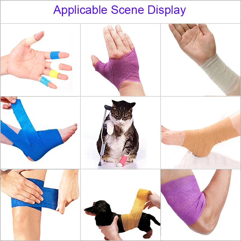 Colorful Self-Adhesive Elastic Sports Tape Wrap 5cm x 4.8m (2.0in x 15.7ft), Knee Wrist Ankle Finger Support Bandage for Tattoo and Pets
