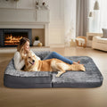 Human-Size Giant Dog Bed 180cm (70.9in) Foldable Orthopedic Plush Pet Bed with Removable Cover & Bolster