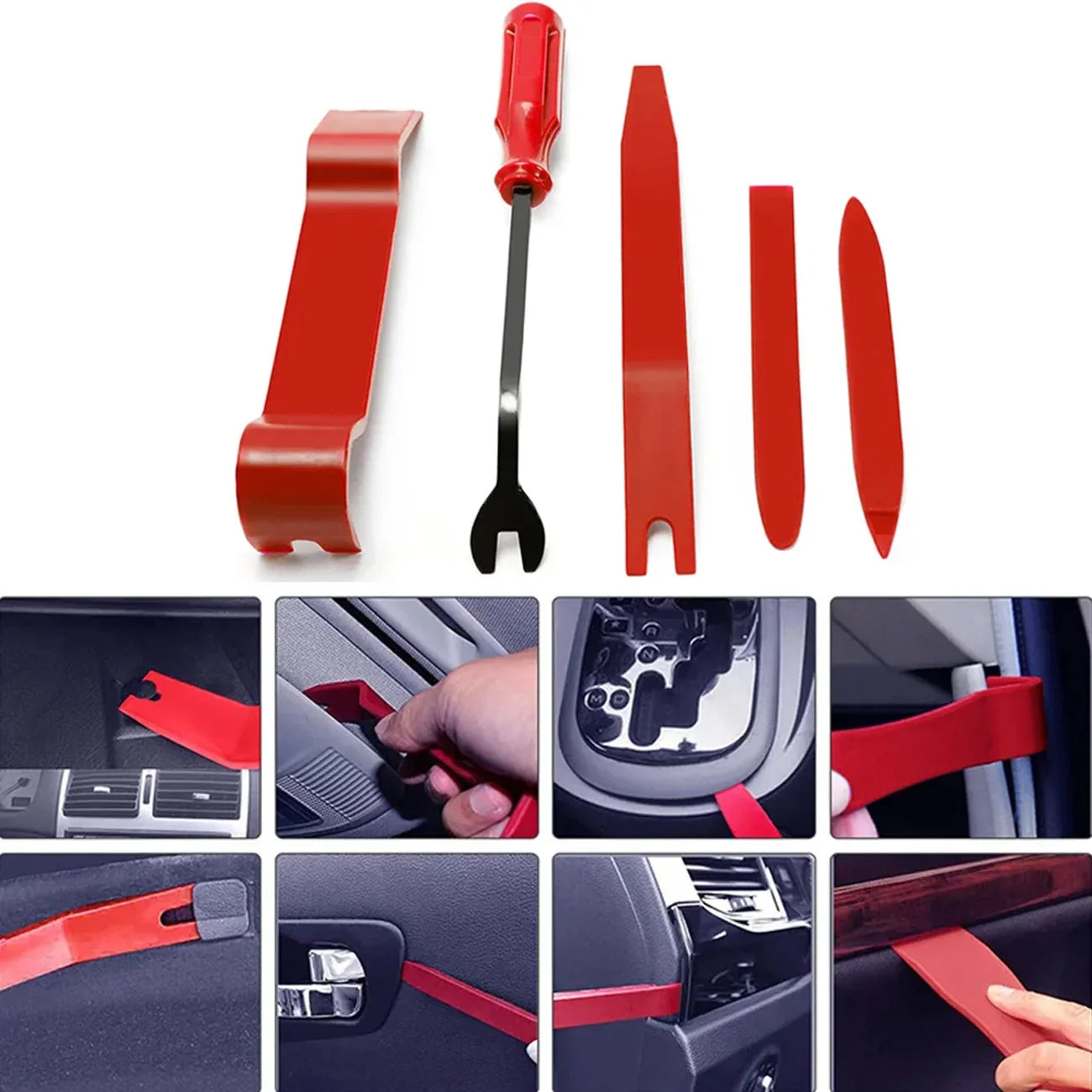 Car Interior Trim Removal Tool Kit — Non-Scratch Pry Tools for Door Clips, Fasteners, Dashboards & Audio Panels