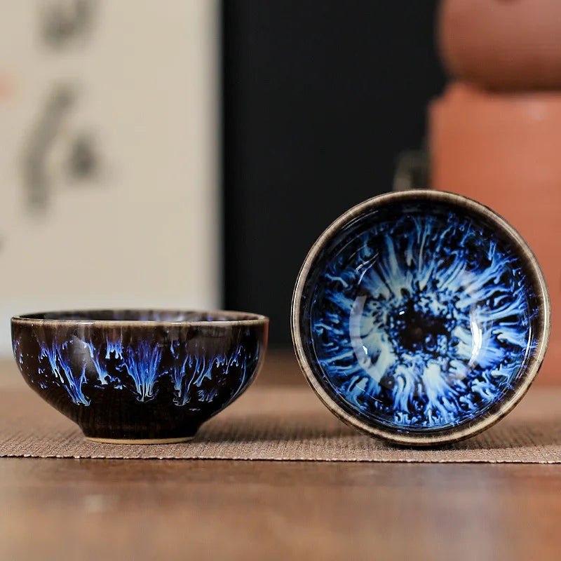 45ml (1.5 fl oz) Mini Jianzhan Kiln-Glazed Ceramic Tea Cup Kung Fu Teacup & Espresso Cup