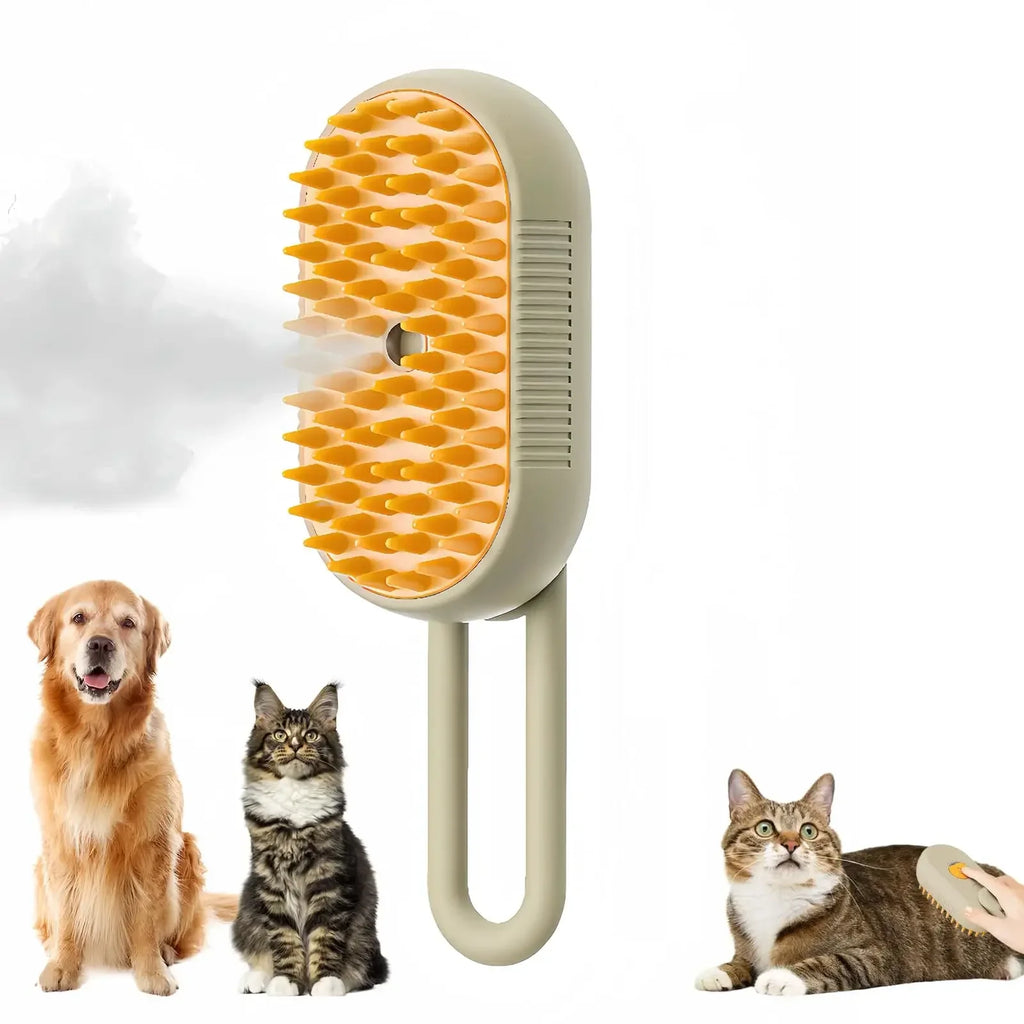 3-in-1 Pet Steam Spray Grooming Brush for Cats & Dogs USB Rechargeable Massage Hair Removal Comb