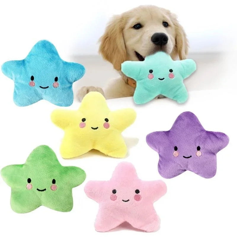 Squeaky Plush Pentagram Pet Toy for Dogs & Cats, Soft Fleece Squeaker, 3.9-5.1 in (10-13 cm)