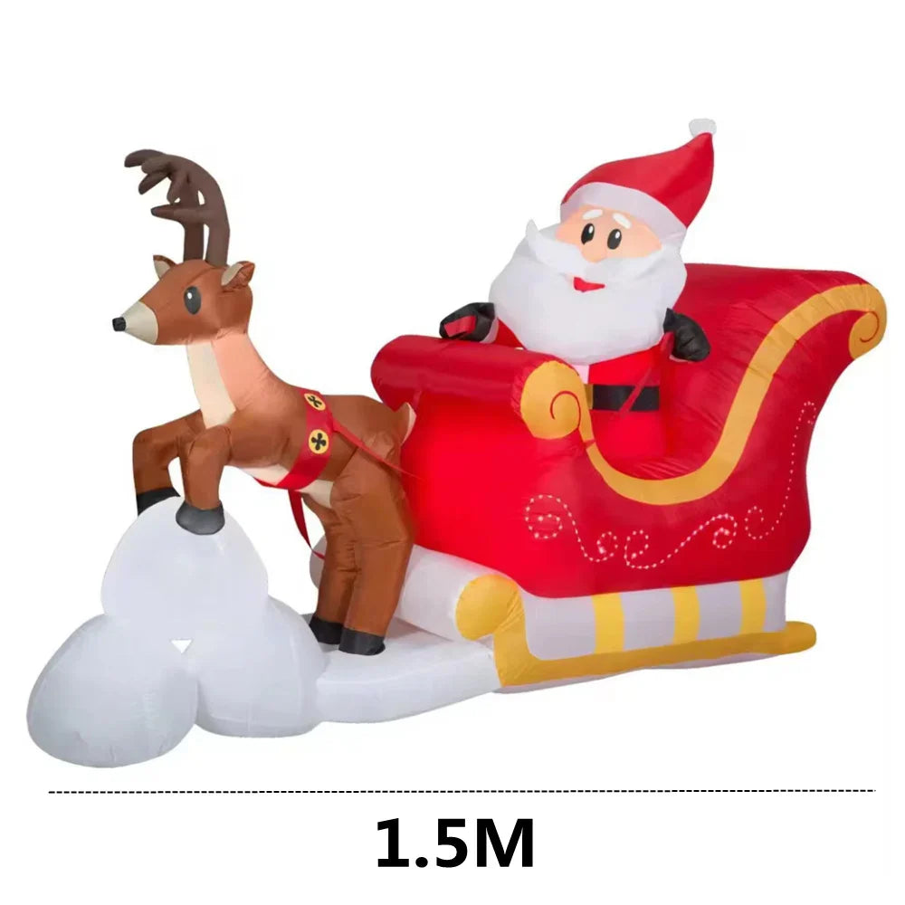 2.1 m (6 ft 11 in) Inflatable Santa Claus on Sleigh with Reindeer – Christmas Yard & Garden Decoration, Indoor/Outdoor