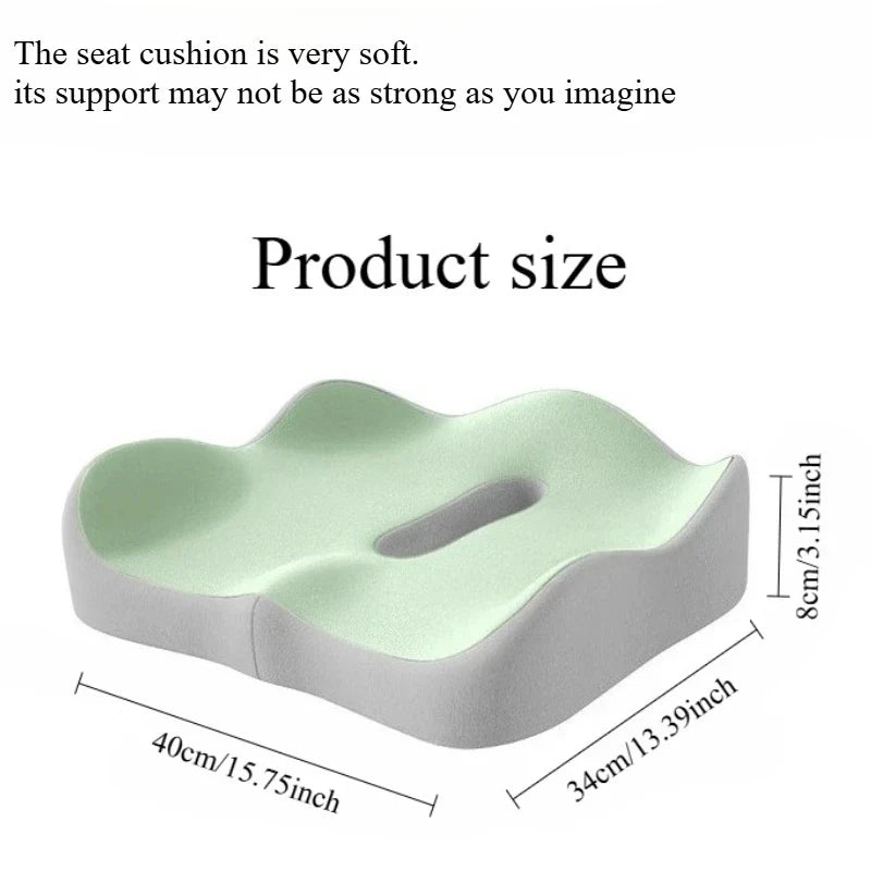 1-Pack 3D Ergonomic Memory Foam Seat Cushion for Office & Car, Washable Polyester Cover — Light Green/Grey