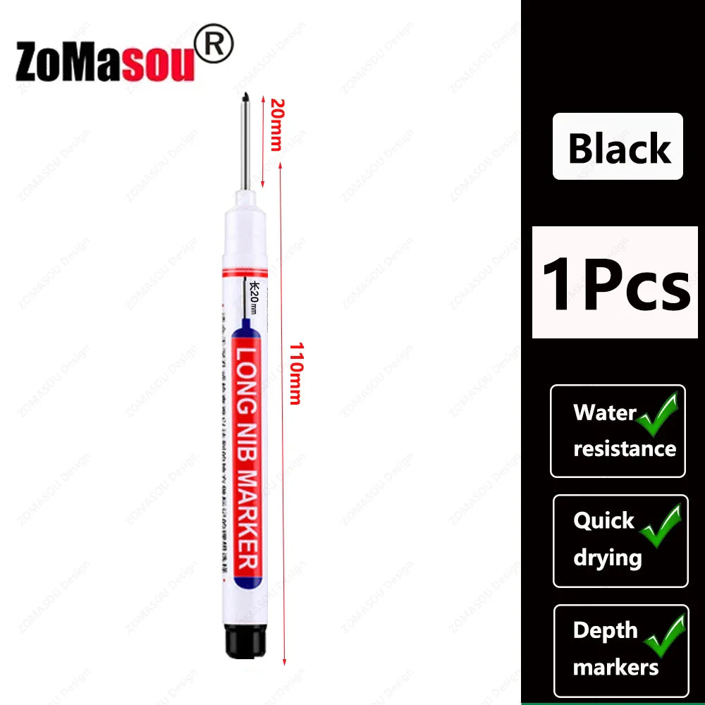 20mm Long-Head Deep Hole Marker Pens - Waterproof Fast-Dry Oil Markers for Wood, Metal & Glass (Red/Black/Blue/Green)
