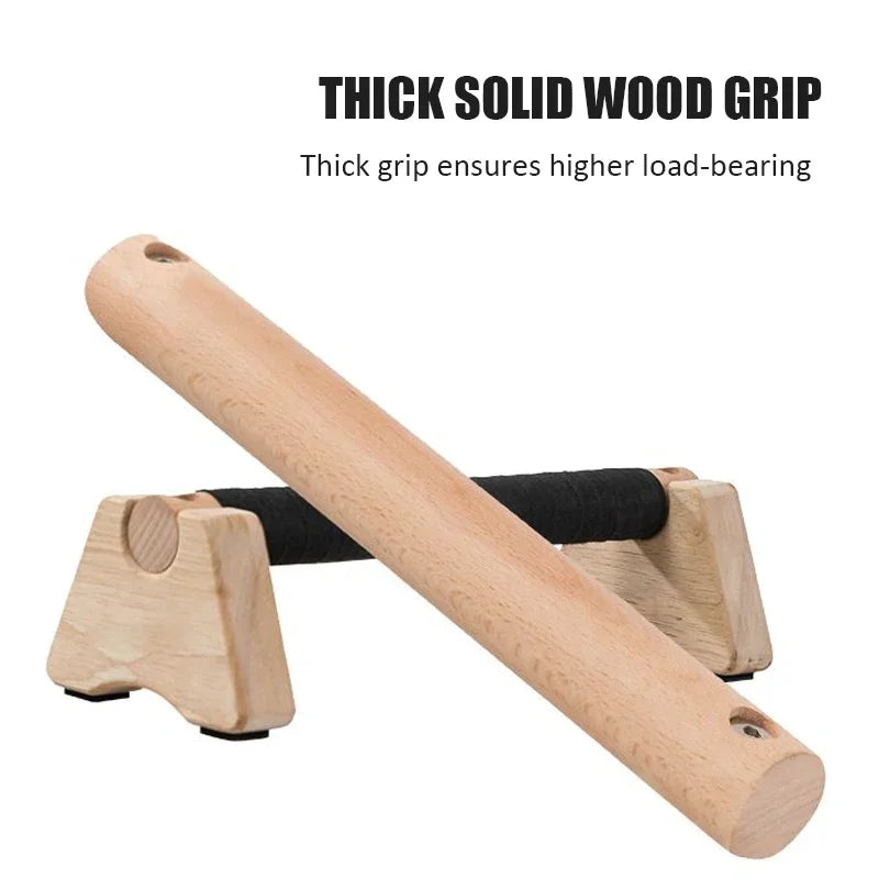 2-Pack Wooden Push-Up Stands — Non-Slip Beech Parallettes for Calisthenics & Home Fitness