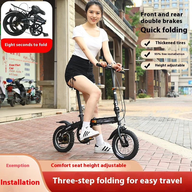 12-Inch (30 cm) Mini Folding Bike — Ultra-Light Unisex City Bicycle with Front & Rear Disc Brakes