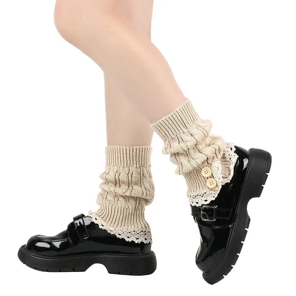Lolita Harajuku Knit Leg Warmers – Thick Winter Ankle Boot Socks, 21 cm (8.3 in) – Women & Girls