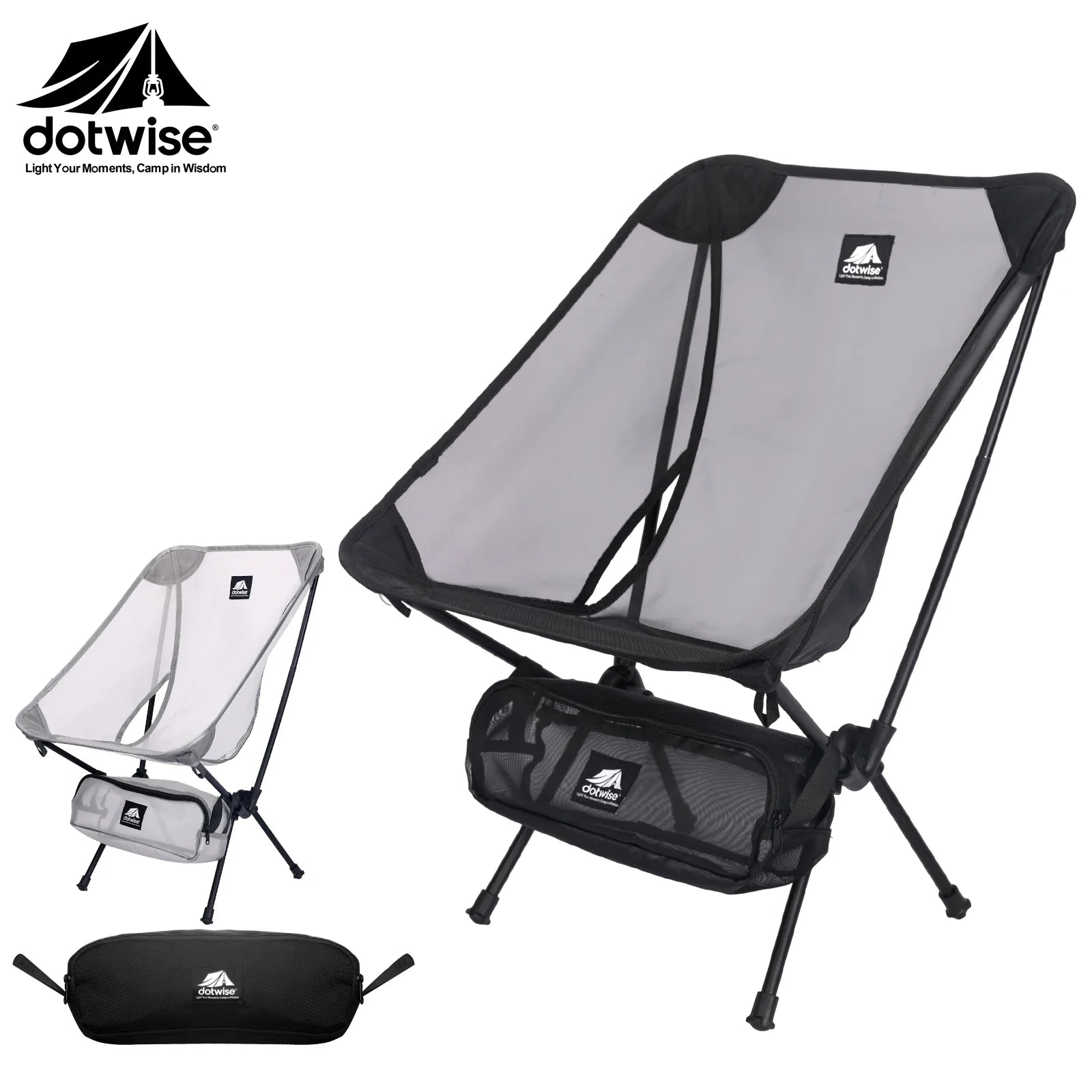 Breathable Mesh Moon Chair – Lightweight 7075 Aluminum Foldable Camping & Fishing Chair with Carry Bag