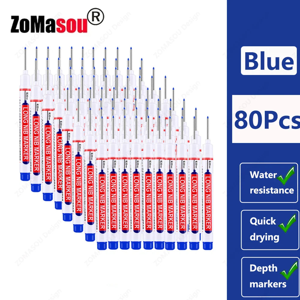 20mm Long-Head Deep Hole Marker Pens - Waterproof Fast-Dry Oil Markers for Wood, Metal & Glass (Red/Black/Blue/Green)