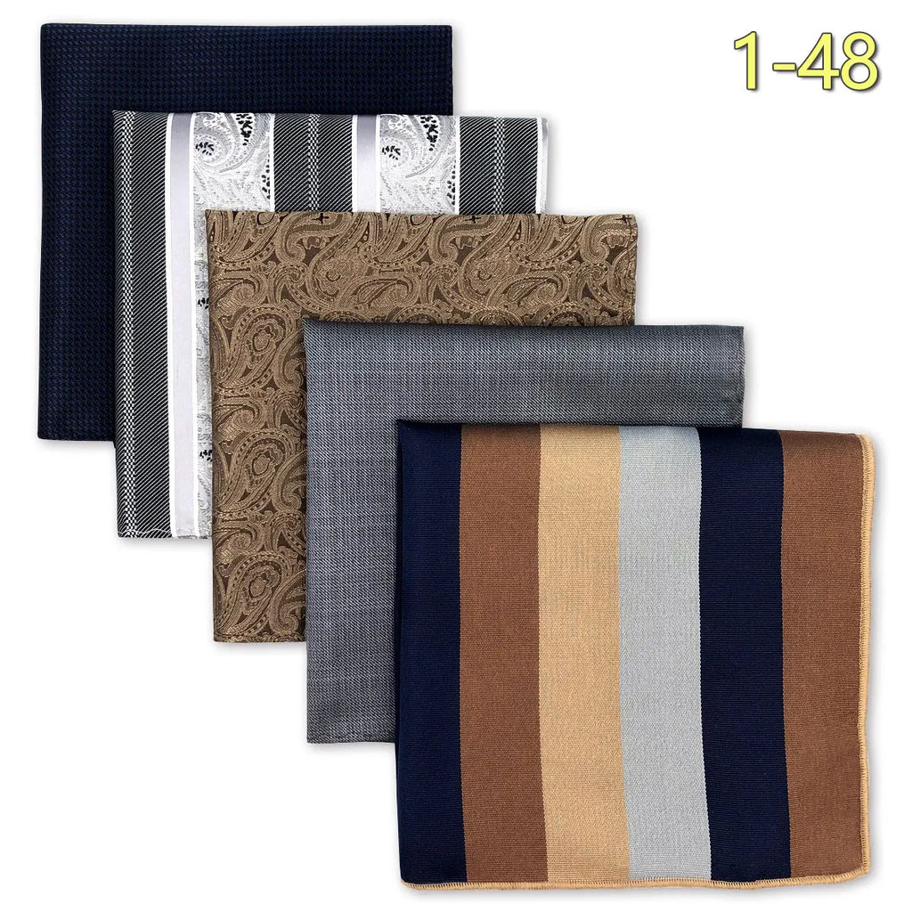 5-Pack Men's Microfiber Pocket Squares 12.6 in (32 cm) - Jacquard Woven Wedding & Formal Handkerchiefs, Assorted Patterns
