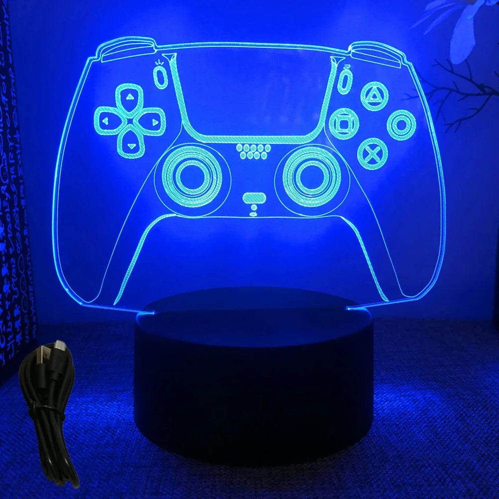 Neon Gamer 3D LED Night Light RGB – Gaming Table Lamp for Kids, Bedroom & Gamer Room