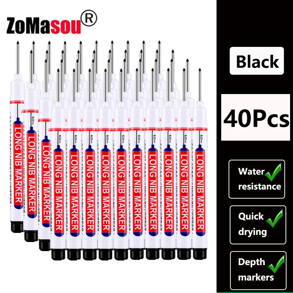 20mm Long-Head Deep Hole Marker Pens - Waterproof Fast-Dry Oil Markers for Wood, Metal & Glass (Red/Black/Blue/Green)