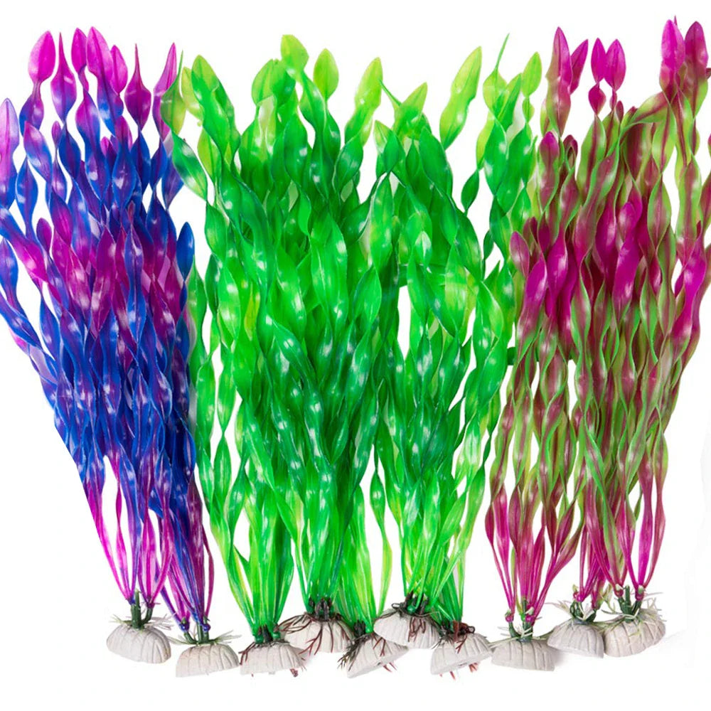 5/10-Pack Artificial Aquarium Plants - Plastic Seaweed Fish Tank Decorations, Assorted Heights 4.7-13.8 in (12-35 cm)