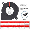 50mm (50x50x15mm) Brushless Dual-Ball Bearing Cooling Fan – 2-Pin/USB, 5V/12V/24V Turbo Blower for 3D Printers & Electronics