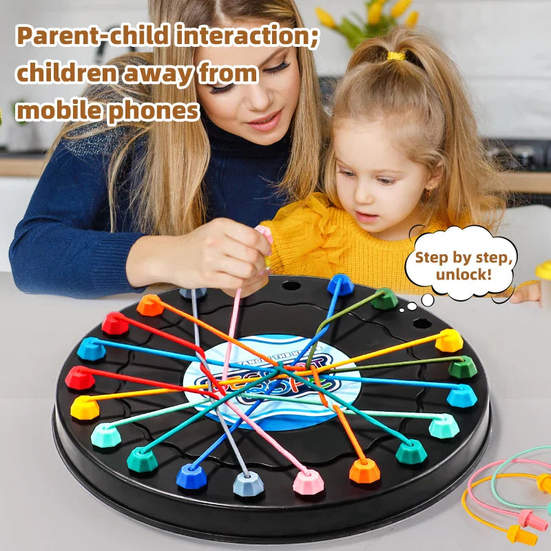 Rope Untangle Puzzle Game with 10 Elastic Ropes - Knot Brain Teaser & Family Travel Toy for Ages 14+