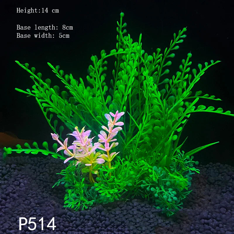 Artificial Aquarium Plants – Plastic Underwater Green Shrubs with Resin Base, Fish Tank Decoration