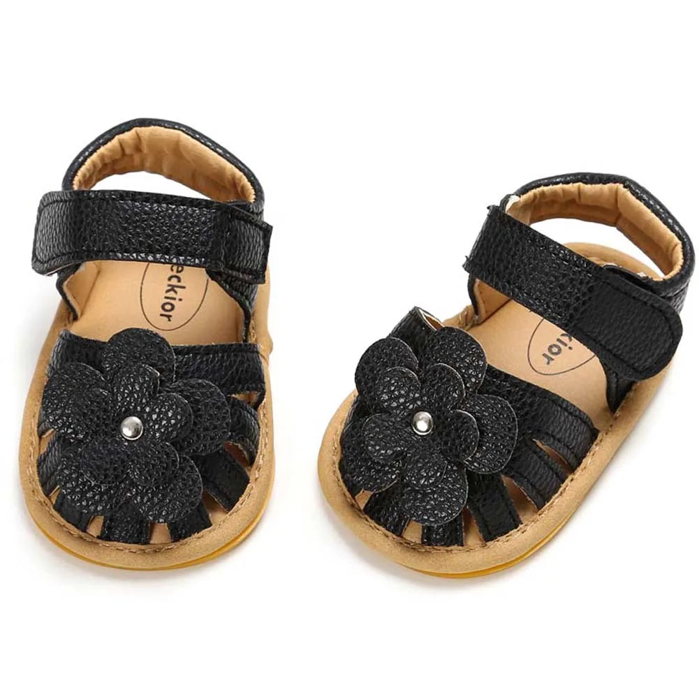Infant Baby Girls Flower Non-Slip Soft Sole Sandals — Princess Dress Flats for Newborn