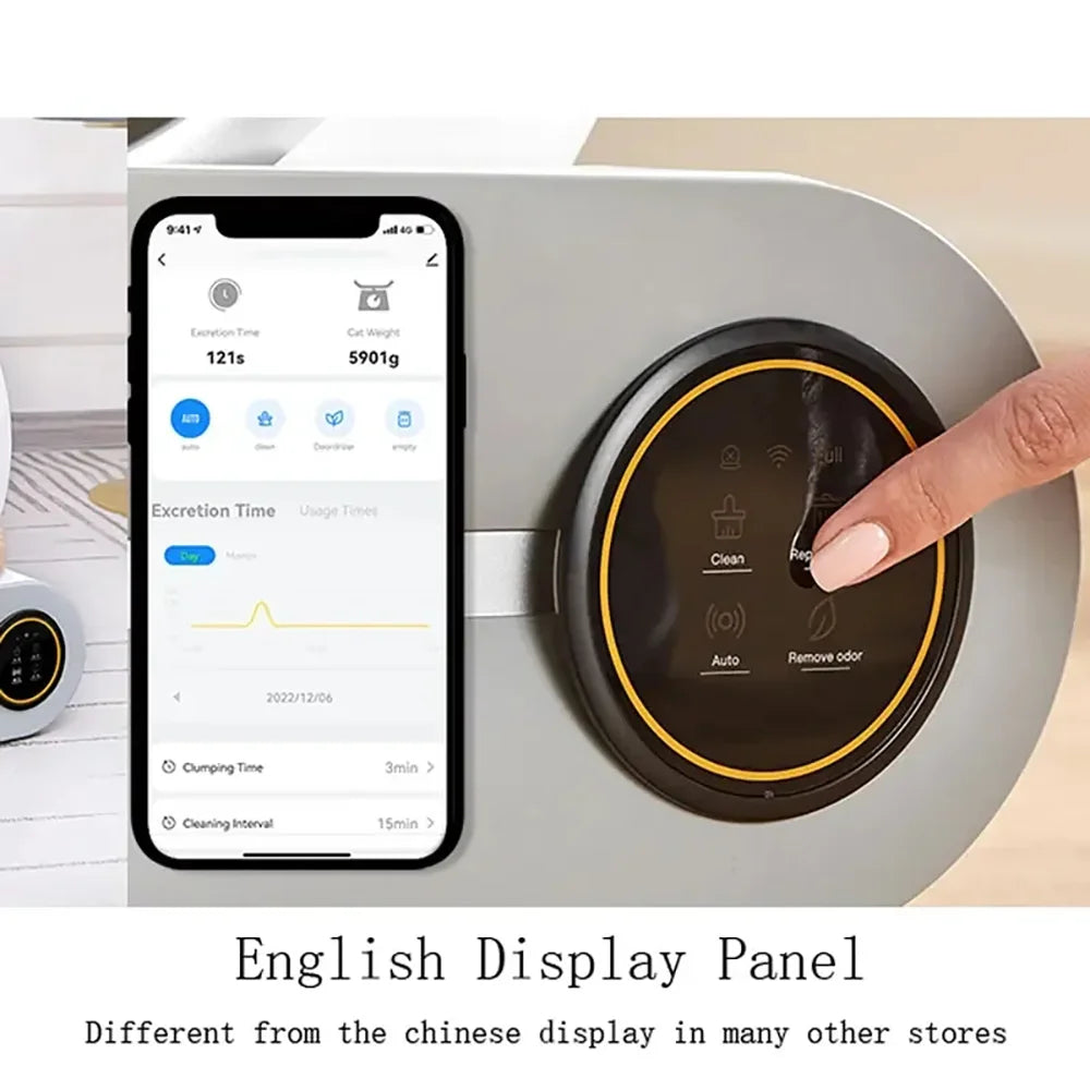 65L (17.2 gal) Automatic Self-Cleaning Enclosed Cat Litter Box Smart App-Controlled Low-Noise Pet Toilet