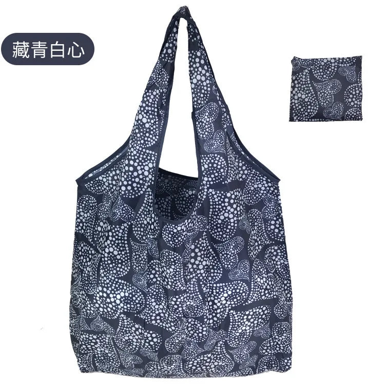 Large Foldable Reusable Shopping Tote Bag, Eco Grocery & Beach Shoulder Bag, Packable Polyester
