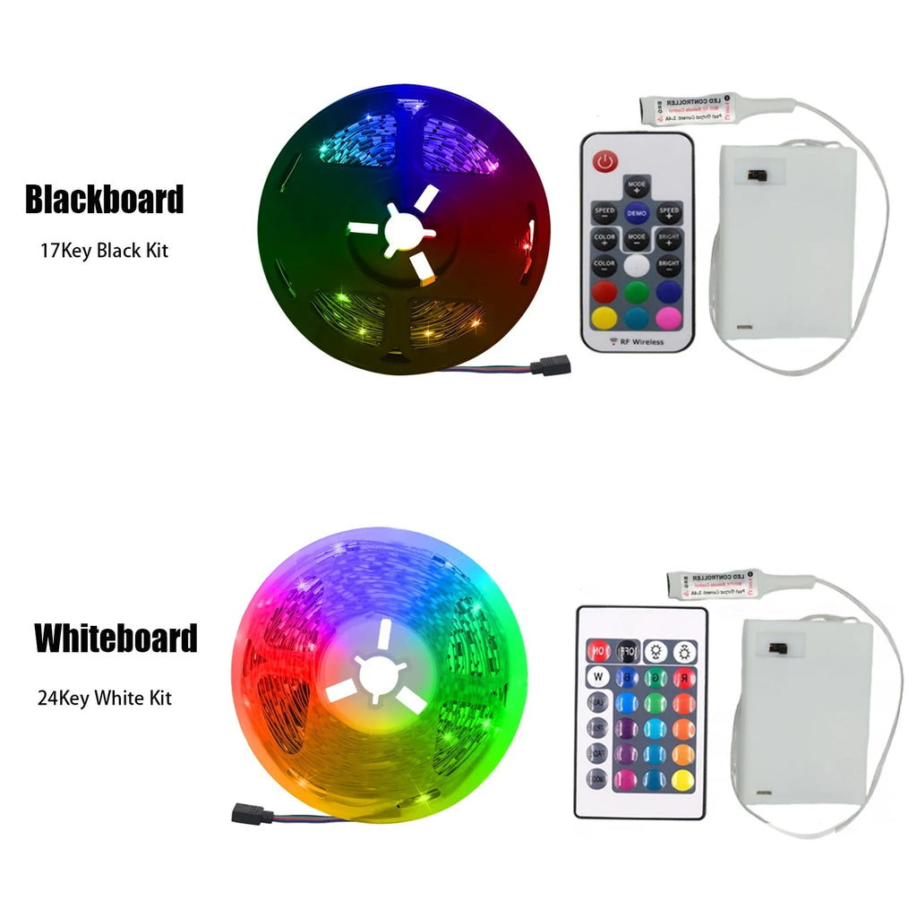 5V 5050 RGB LED Strip Light - Battery/USB Powered 0.5–5m (IP21/IP65) with Remote Control