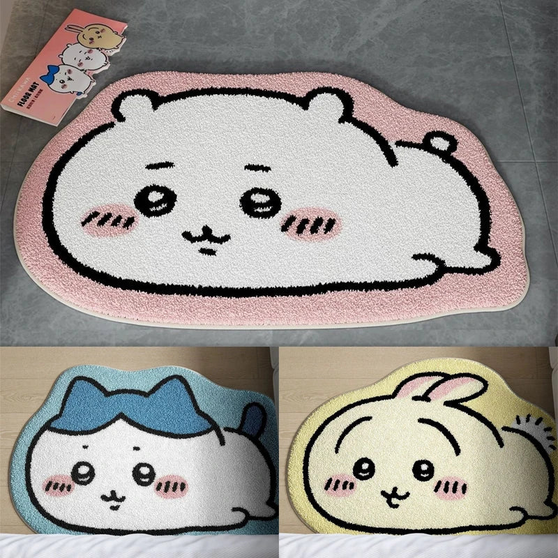Hachiware Usagi Plush Rug - Soft Non-Slip Anime Floor Mat for Bathroom, Living Room & Car