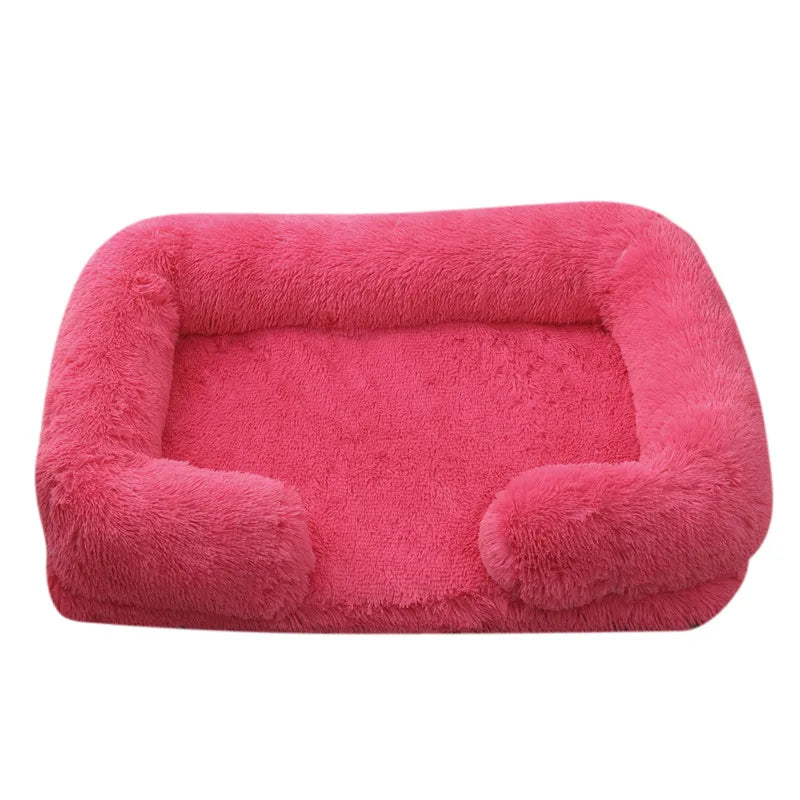 Plush Dog Bed with Removable Cover – Thickened Winter Pet Sofa Pad, Square, Small & Large