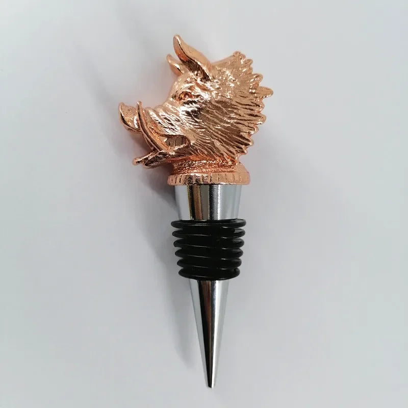 Zinc Alloy Animal Head Wine Pourer - Decorative Bottle Pour Spout & Stopper (Deer, Elk, Lion, Leopard, Wolf, Eagle, Dragon)