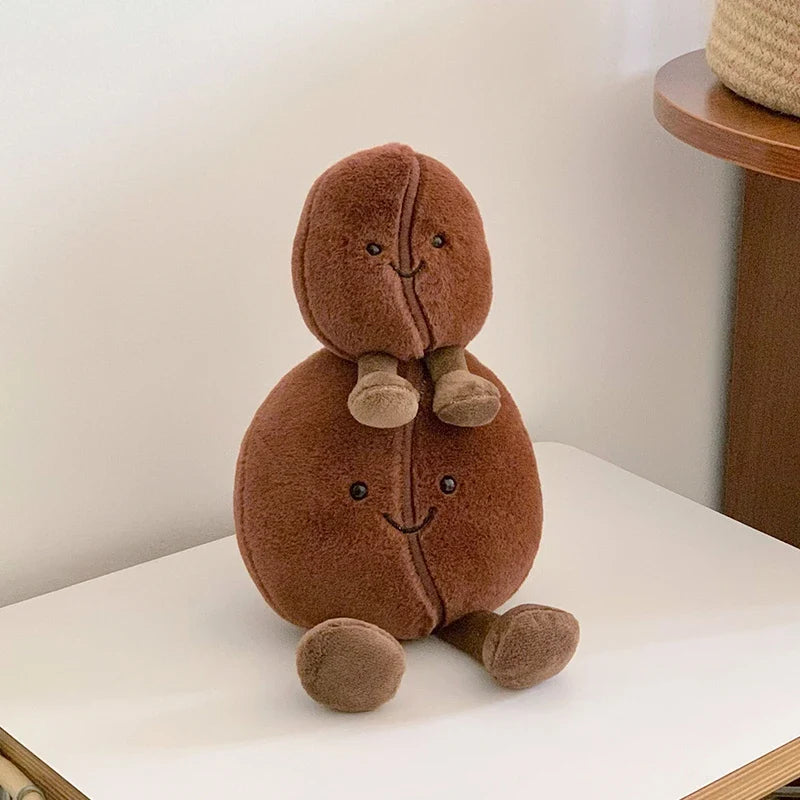 Coffee Bean Plush Toy 5.1 in (13 cm) Soft Brown Stuffed Doll Cute Home Decor Gift