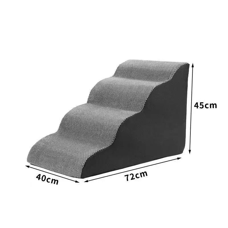 Curved Foam Pet Stairs for Dogs and Cats — 2–5 Step Non-Slip Ramp Fits Beds Up to 24 in (61 cm)