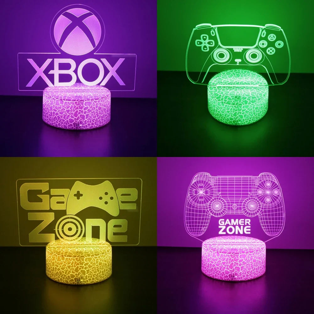 Neon Gamer 3D LED Night Light RGB – Gaming Table Lamp for Kids, Bedroom & Gamer Room