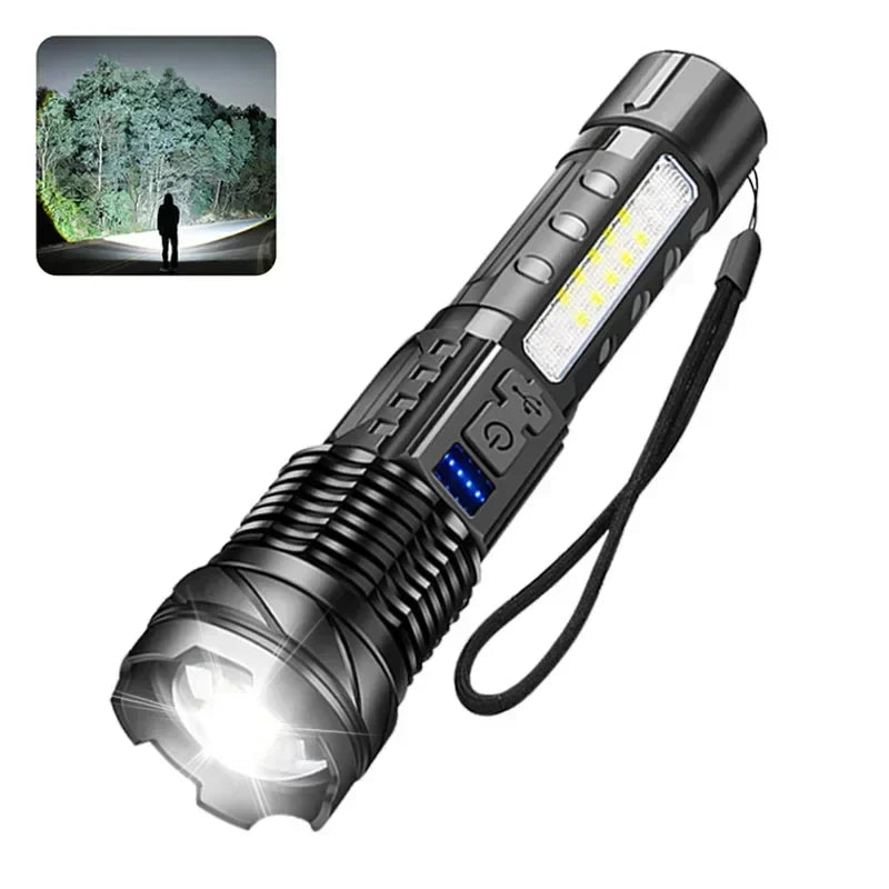 Super Bright USB Rechargeable Tactical Flashlight 1,600,000 LM - Long-Range Waterproof LED Torch for Camping & Fishing