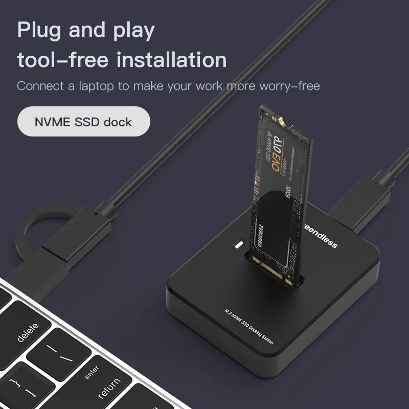 M.2 SSD Enclosure USB-C 10Gbps NVMe & SATA Docking Station – Supports 2242/2260/2280/22110