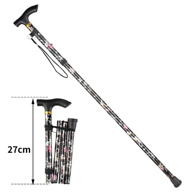 Adjustable Telescopic Trekking Poles — 5-Section Folding Hiking & Walking Stick with T-Handle and Rubber Tip, 82–92 cm (32–36 in)