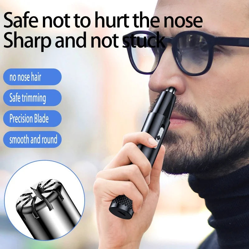 Electric Rechargeable Nose & Ear Hair Trimmer for Men Safe Cordless Facial and Beard Grooming