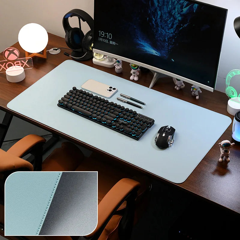Large PU Leather Desk Pad Non-Slip Stitched Edge Office Mouse Pad and Desk Blotter