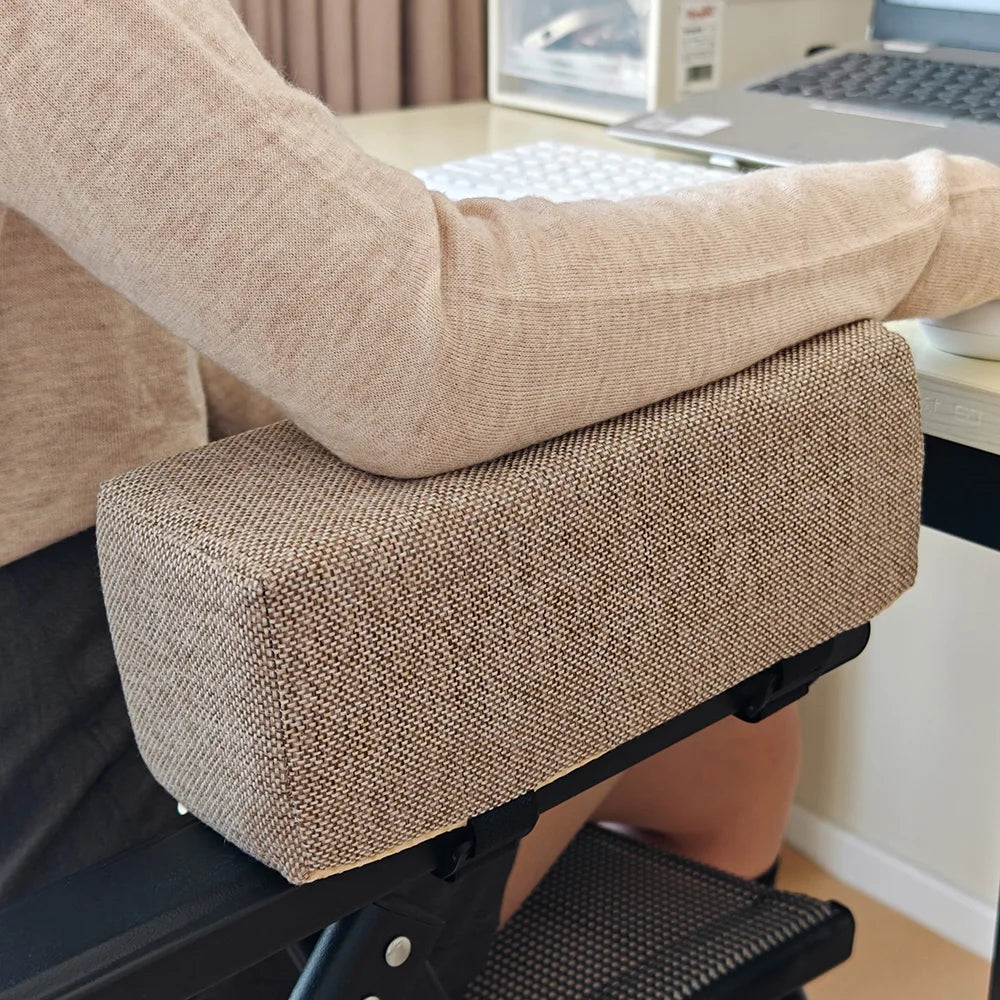 PU Foam Armrest Cushion Pad for Office & Gaming Chair, Linen-Style Elbow Rest — Removable Washable Cover, 10.6 x 4.7 x 3.9 in (27 x 12 x 10 cm)