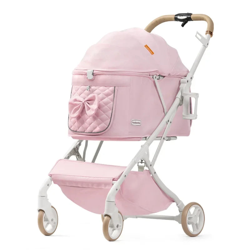 Lightweight Foldable Pet Stroller for Small & Medium Dogs and Cats – Breathable Aluminum Travel Carrier with One-Hand Fold