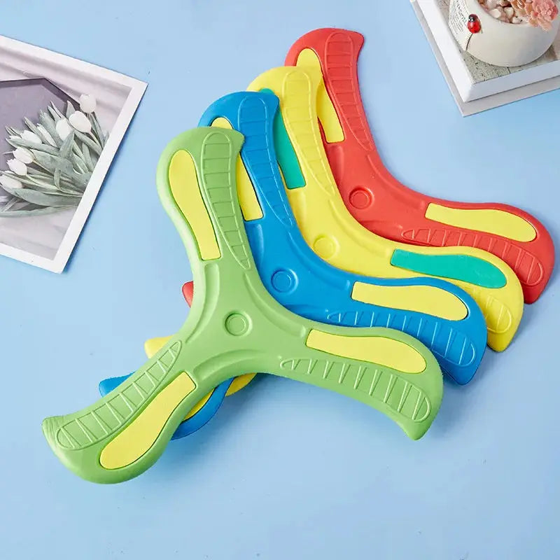 Soft Foam Boomerang Flying Disc for Kids & Adults - 9 x 9 in (23 x 23 cm) Three-Leaf Outdoor Throwing Toy, Unisex