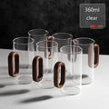 2/4/6-Pack Borosilicate Glass Mugs with Walnut Wooden Handle, 360 ml (12.2 fl oz) Heat-Resistant Teacup Set for Coffee, Milk & Juice